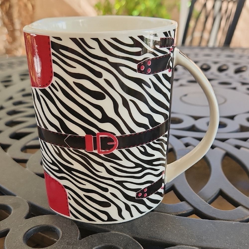 Zebra Print Mug with Red Accents Wild Eye Designs